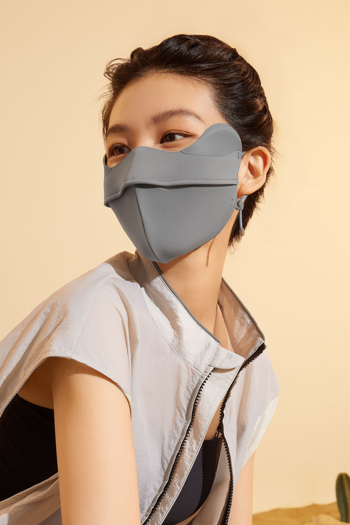 beneunder women's sun face mask upf50+ #color_deep flower gray