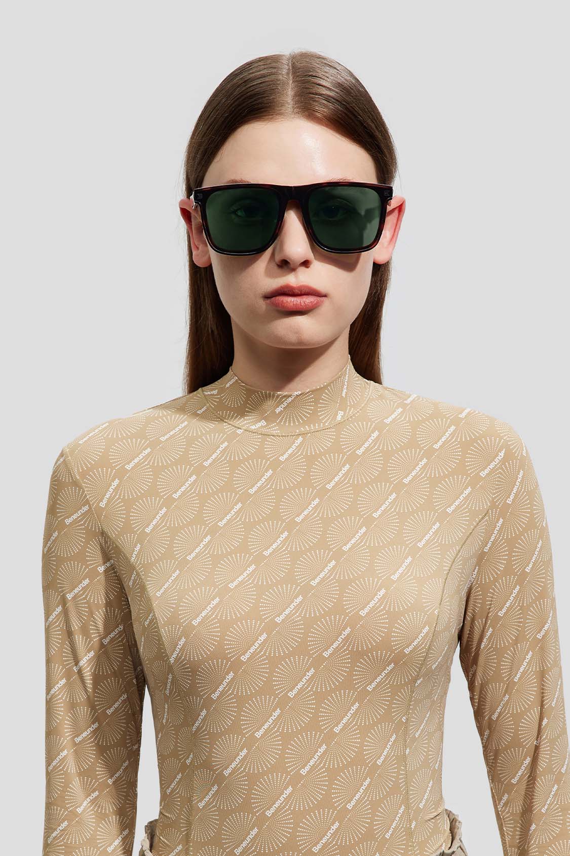 beneunder women's folding sunglasses #color_ebony tortoiseshell