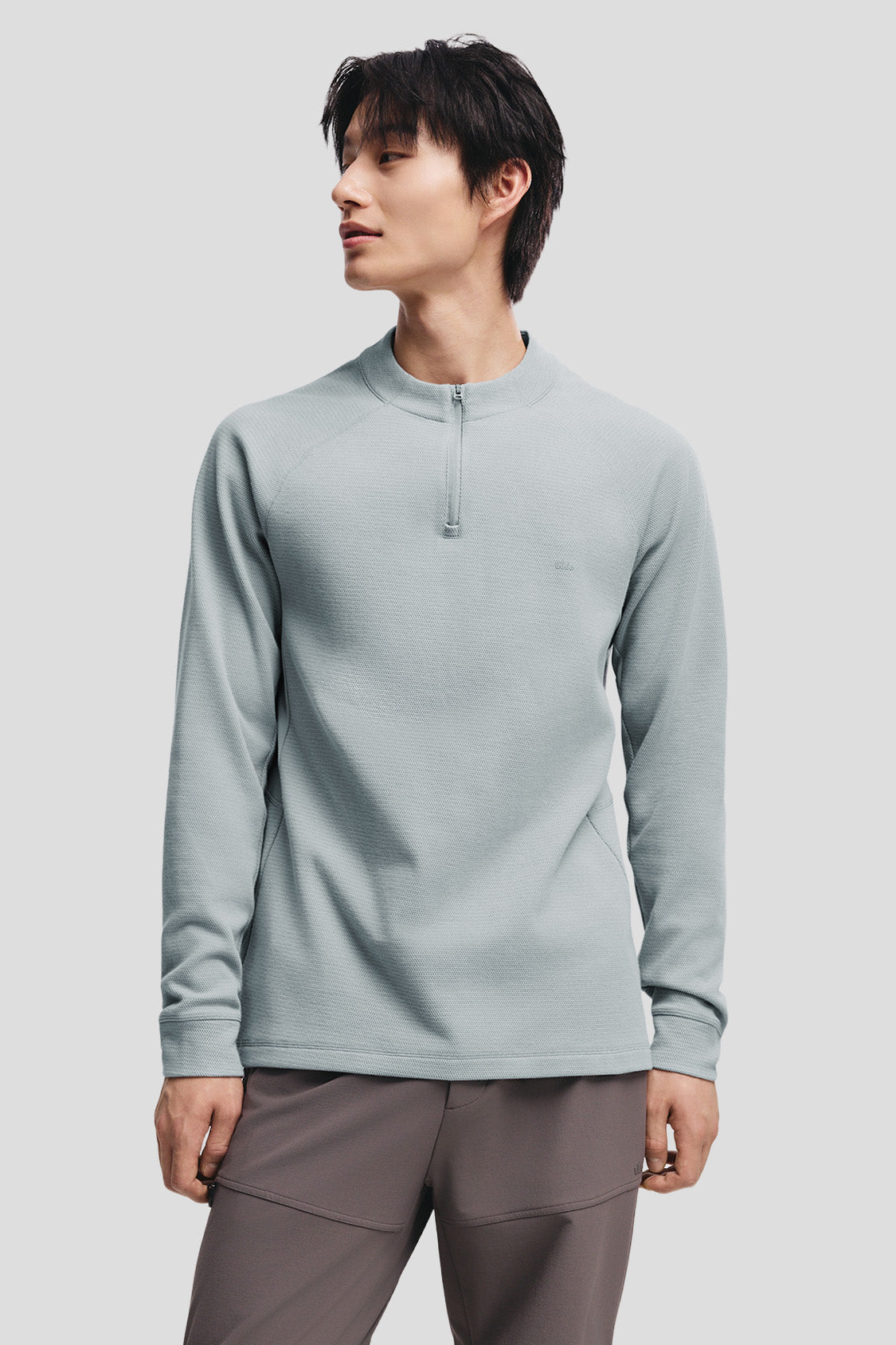 beneunder wickcore mens stand collar wicking base layer #color_light gray
