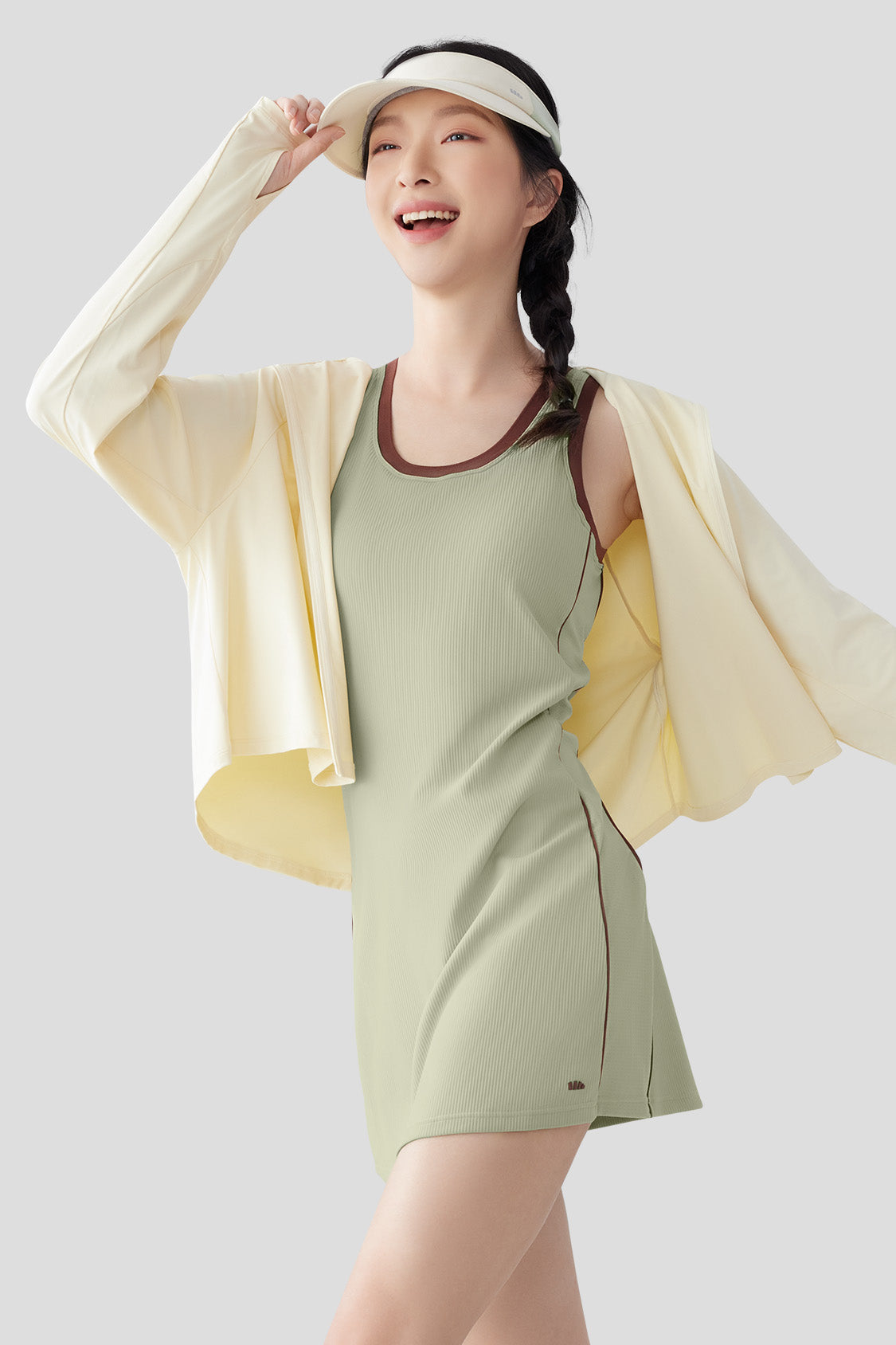 women's sun protection dress UPF50+ #color_pine frost green