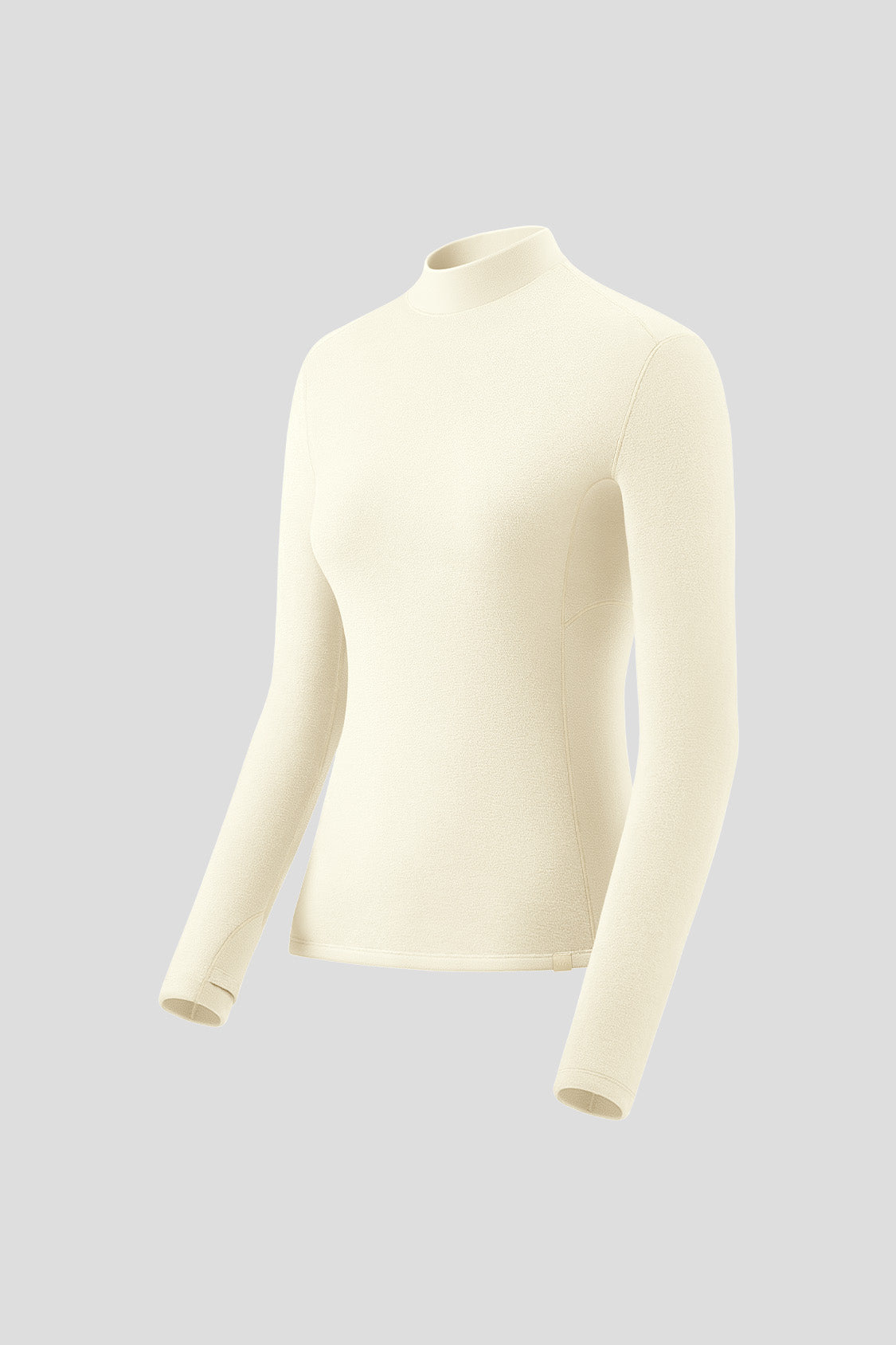 beneunder women's mid-warm half turtle-neck fleece long-sleeve shirt #color_beige