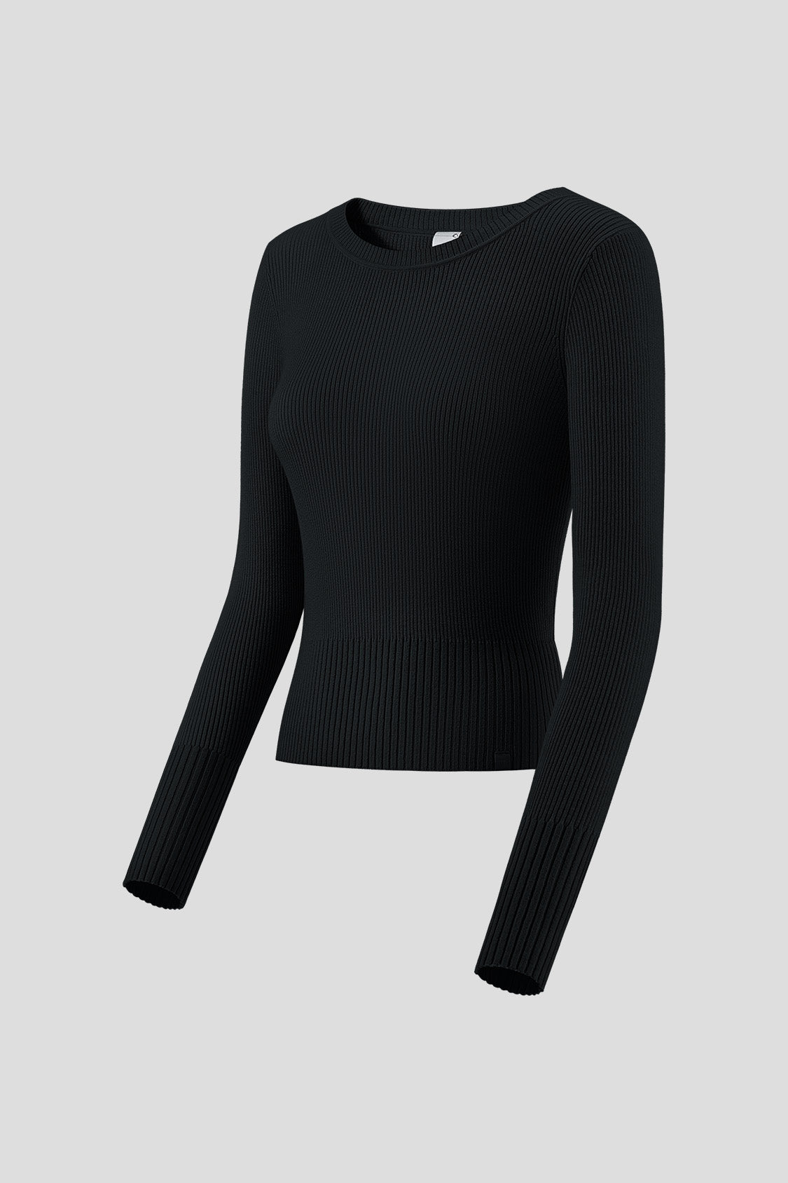 women's short-length tech wool long-sleeve sweater #color_black