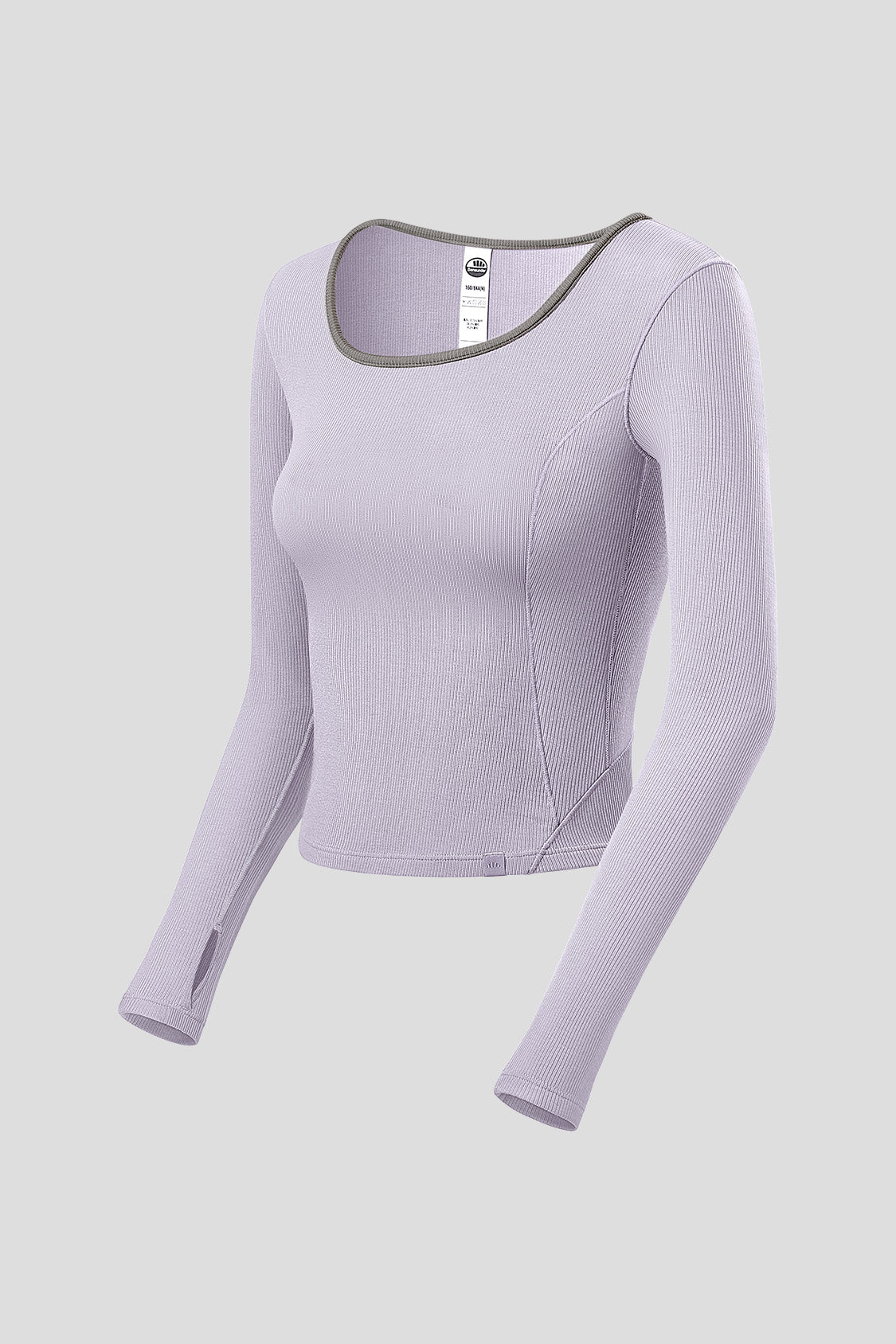 beneunder women's short u-neck skin fit long sleeve shirt #color_lavender purple