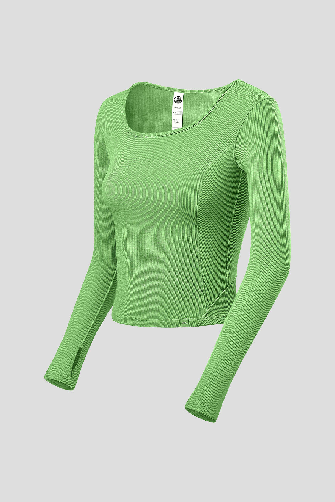 beneunder women's short u-neck skin fit long sleeve shirt #color_holly green
