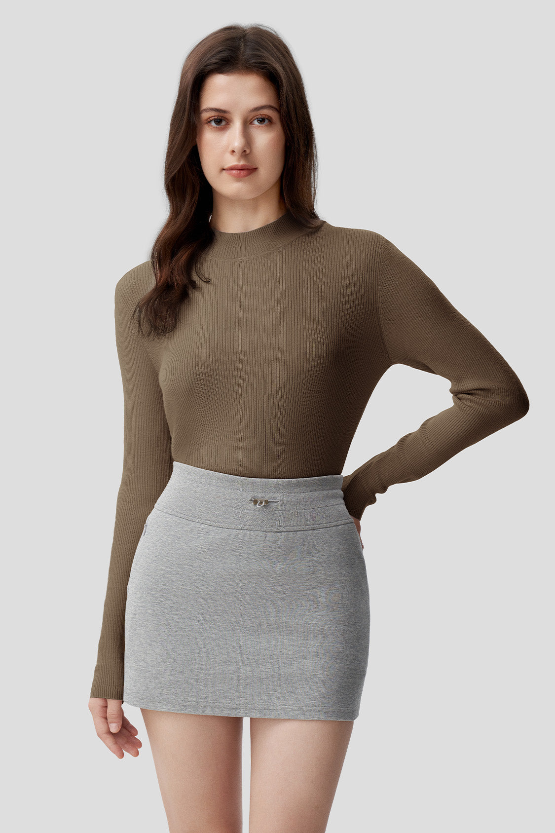 beneunder women's wool baselayer sweater #color_truffle brown